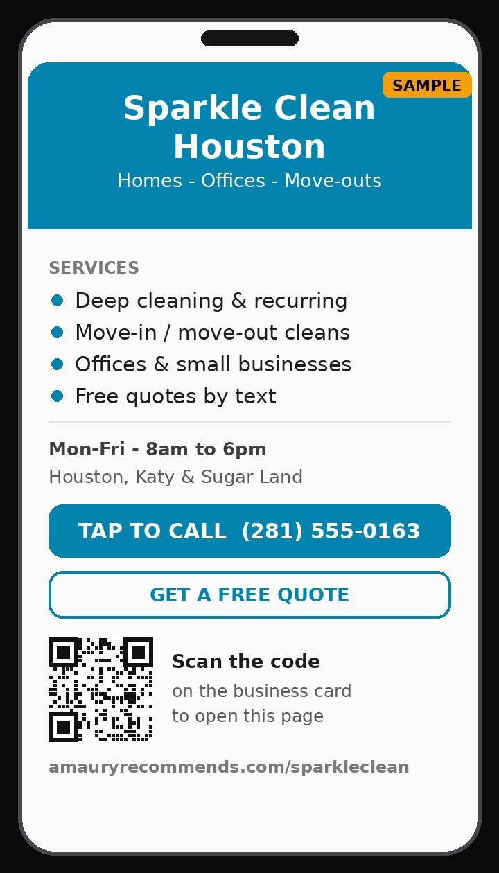 Sample mini website for a cleaning service