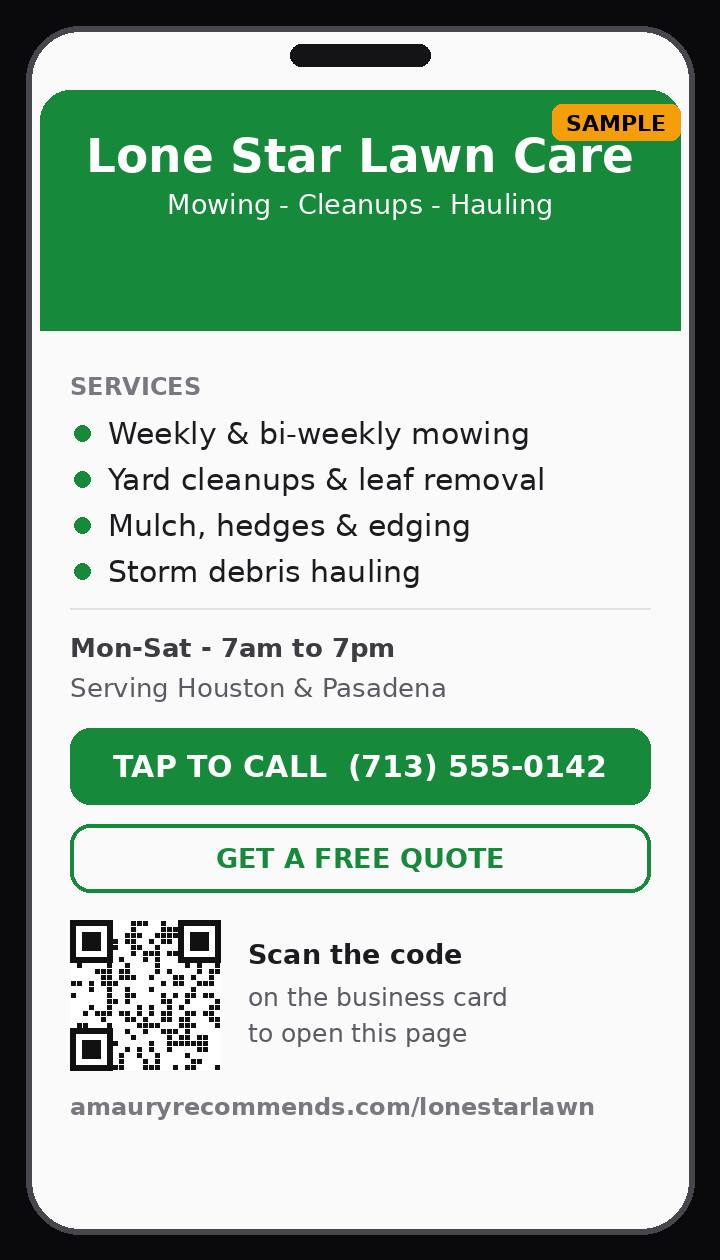 Sample mini website for a lawn care business