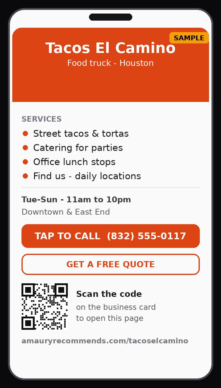 Sample mini website for a food truck